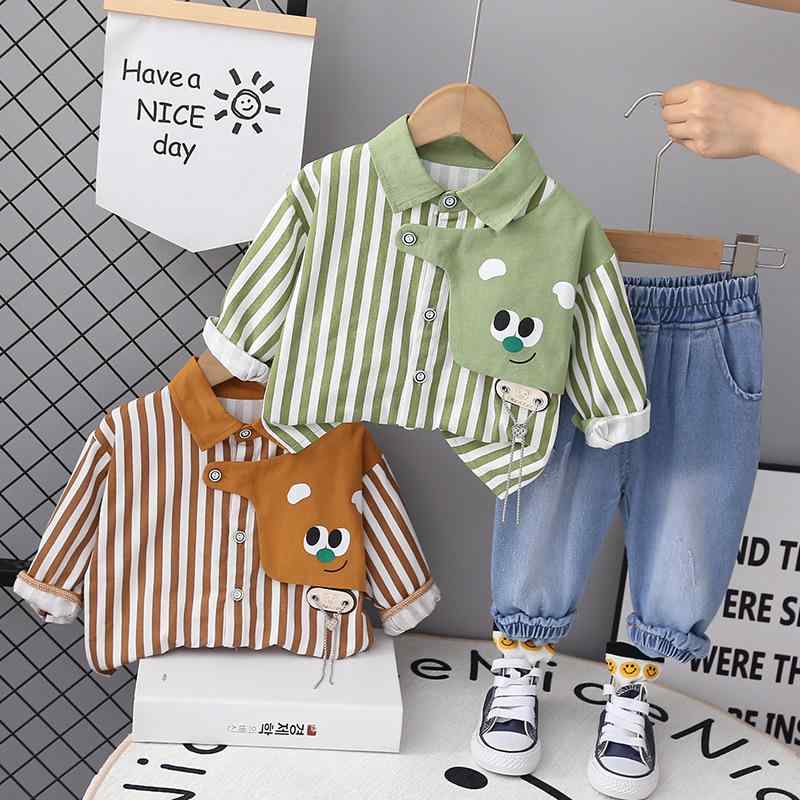 Rakuten - シャツ キッズ ベビー服 長袖 長ズボン 上下セット 2点セット 秋物 男の子 女の子 かわいい コットン 韓国風 80 90 100 110 120cm