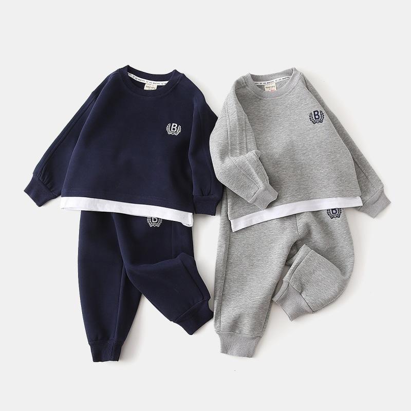 Occidental Goods - 子供用スウェットパンツセットアップ 男の子用 2点セット スポーツウェア カジュアルスタイル グレー 紺色