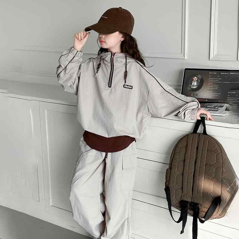 子供用セットアップ パンツスーツ ガールズ 春秋 ファッション カジュアル 2点セット 120cm 130cm 140cm 150cm 160cm 170cm 紺 灰