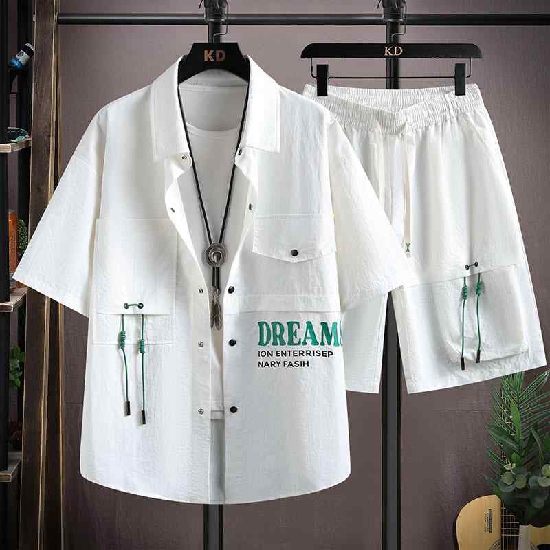 セットアップ メンズ 半袖Tシャツ ショートパンツ 上下セット 部屋着 リラックスウェア 春秋 普段使い カジュアル 韓国風 ホワイト ブラック ベージュ