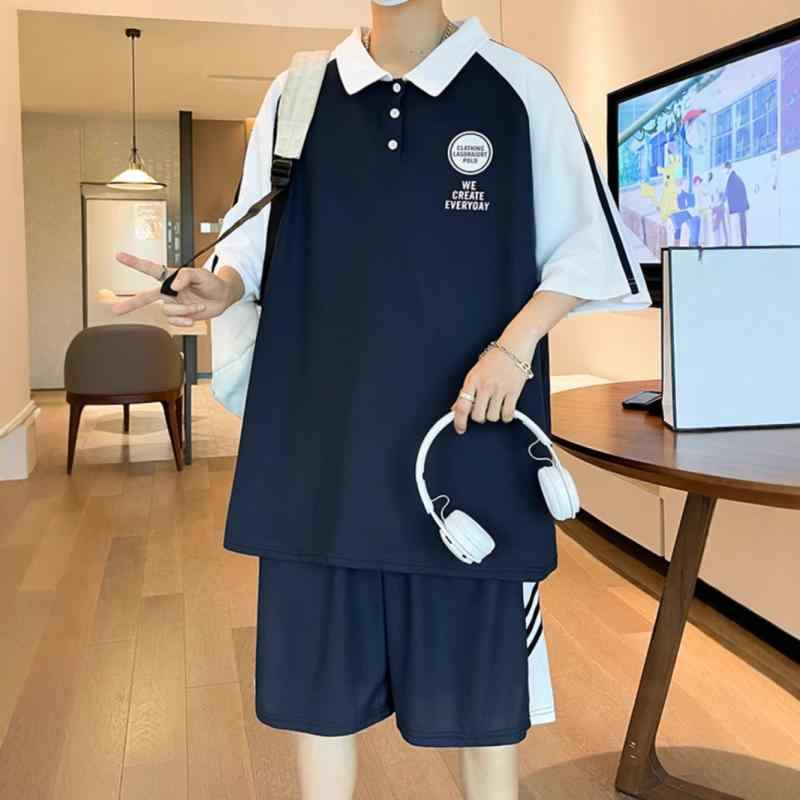 メンズ ポロシャツ 半袖Tシャツ ショートパンツ カジュアル セットアップ ポリエステル ルームウェア 部屋着 ゆったりサイズ 普段使い アウトドア 春夏 ホワイト ブルー グレー