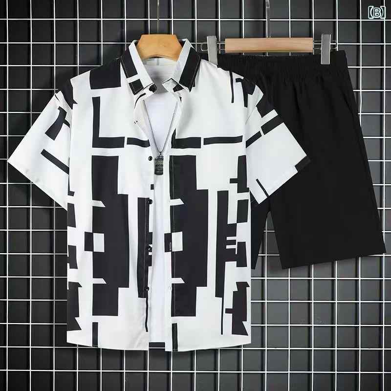 セットアップ メンズ 夏 半袖シャツ 短パン 男性用 アロハシャツ ハーフパンツ リゾート 涼しい 薄手 ゆったり 普段使い カジュアル