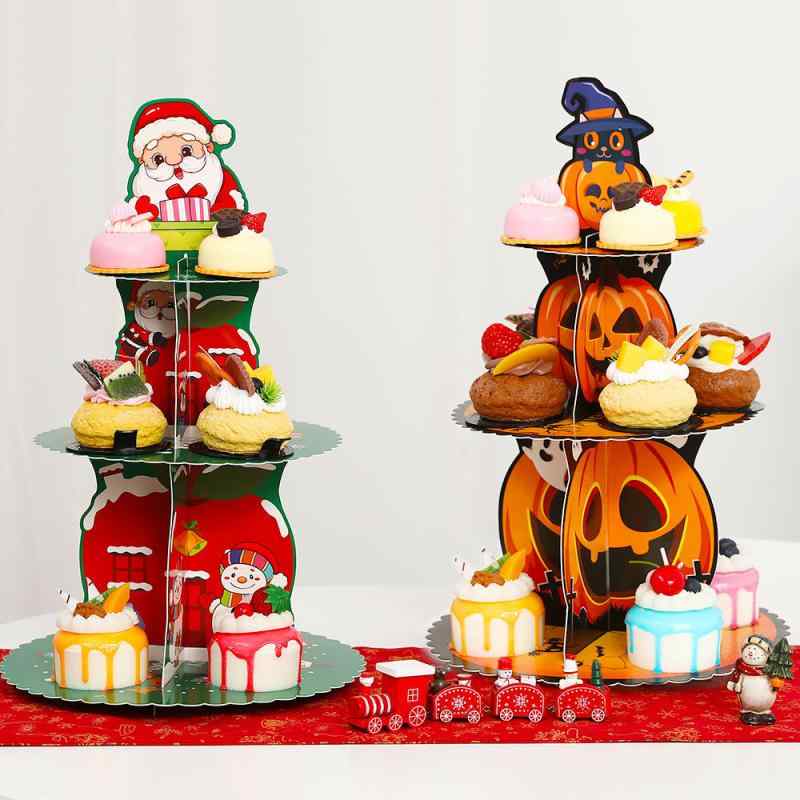 ケーキスタンド ハロウィン クリスマス パーティー イベント デコレーション 飾り付け 南瓜 幽霊 お菓子 デザート 紙製