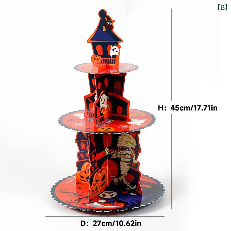 ケーキスタンド ハロウィン クリスマス パーティー イベント デコレーション 飾り付け 南瓜 幽霊 お菓子 デザート 紙製 3