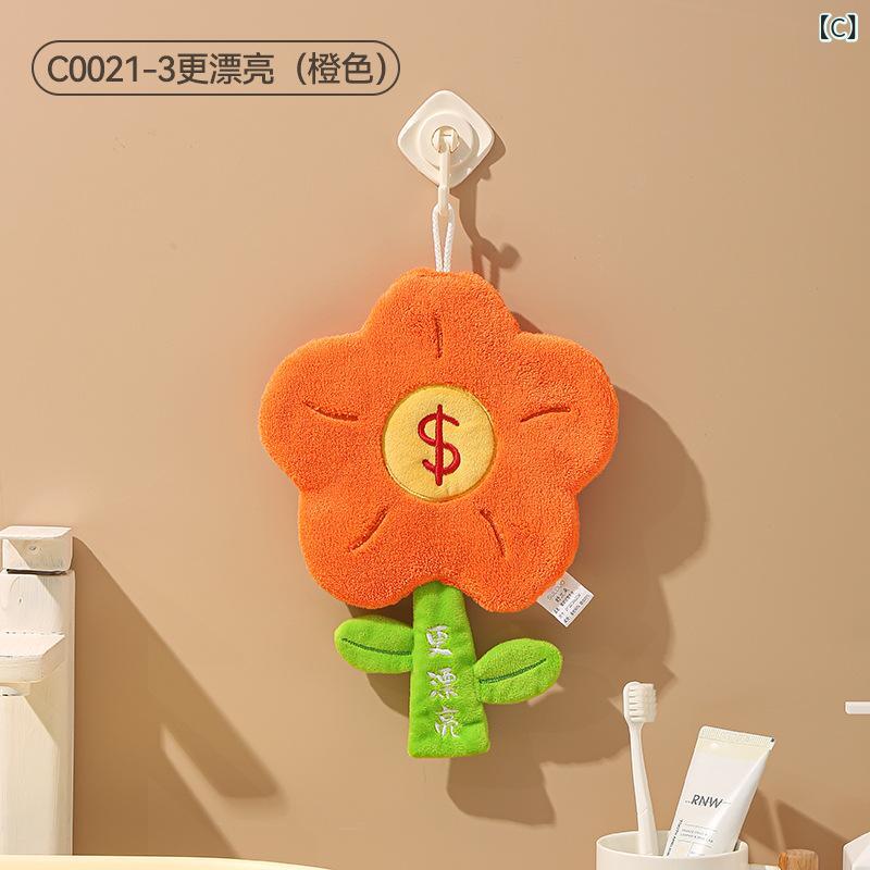 シャドーテールのハンドタオル 珊瑚フリース 花柄 クリエイティブ 二層 厚手 吸水 速乾 ピンク ブルー オレンジ 赤 幸運 花 財運 女性向け｜アングル3