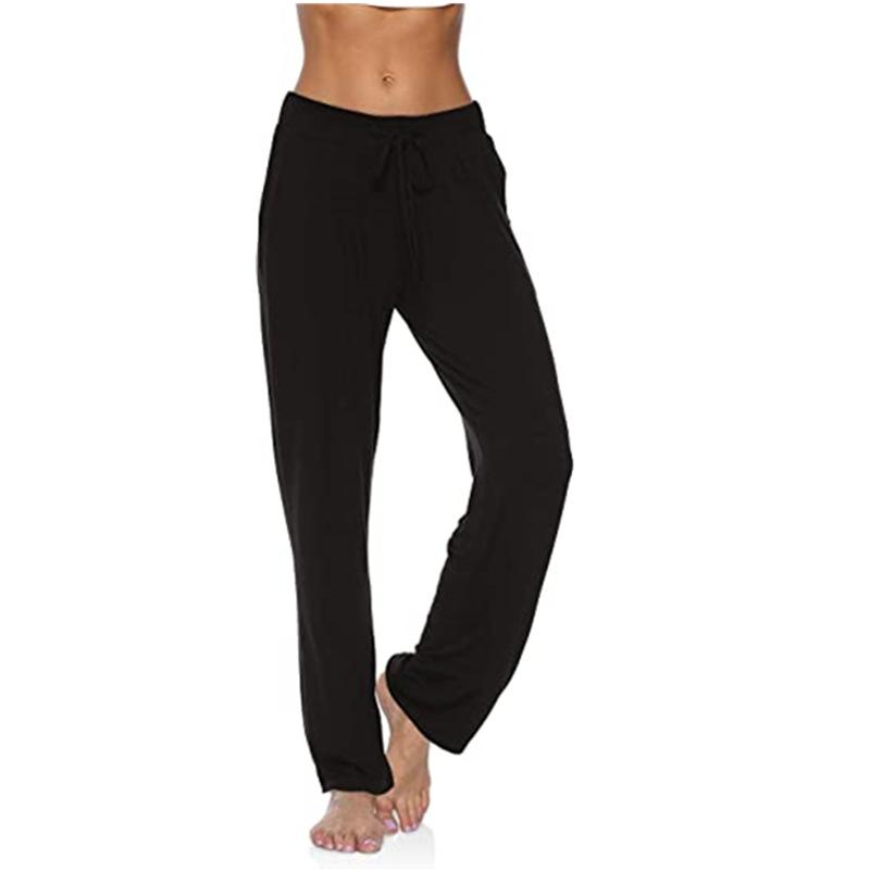 Capri Pants - ヨガパンツ レディース 運動パンツ ワイドレッグ ドローストリング 伸縮性 ルーズ ストレート ロングパンツ スポーツ レギンス 普段使い 部屋着 グレー ブラック ネイビー