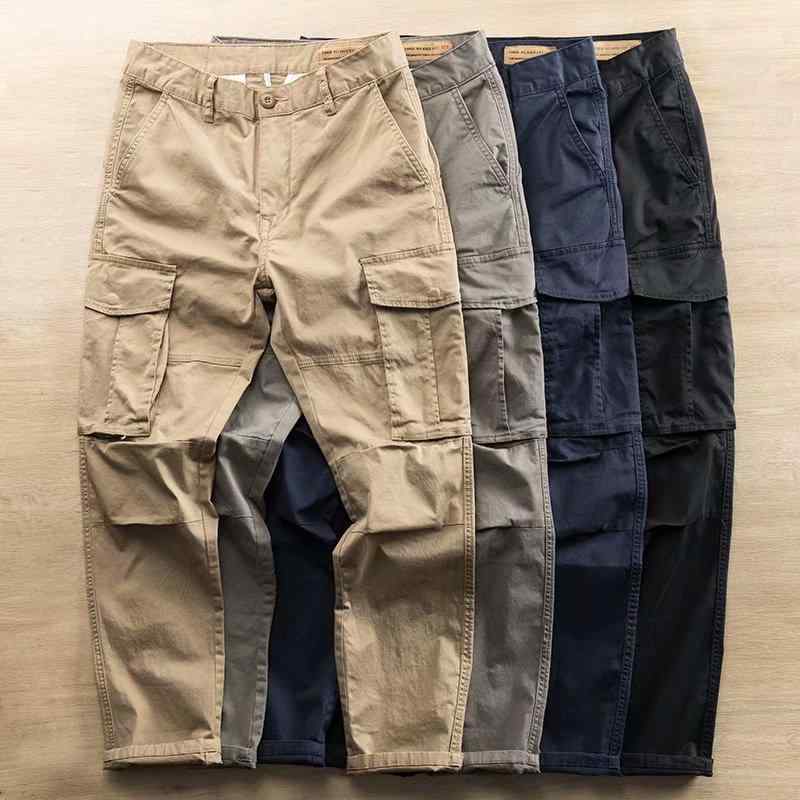 ・スタイル: 韓国版・淘货类别: 青春流行（18-24歳）・パンツのタイプ: ワークパンツ・パンツ丈: フルレングス・ウエスト: ミドルウエスト・ベルト: 無し・前立て: ボタン・厚さ: 薄手・柄: 無地・誤差範囲: 1-3cm・対象年齢: 青少年・メイン素材: 綿混紡・主な素材の組成: 綿・適用シーン: カジュアル・裾のスタイル: ストレート・加工: 防しわ加工・デザイン詳細: マルチポケット・伸縮性: 無し・生地: ツイル・カラー: カーキ、グレー、ブラック、ブルー・サイズ: M、L、XL、2XL、3XL、4XL・対象: メンズ・カテゴリ: カジュアルパンツ