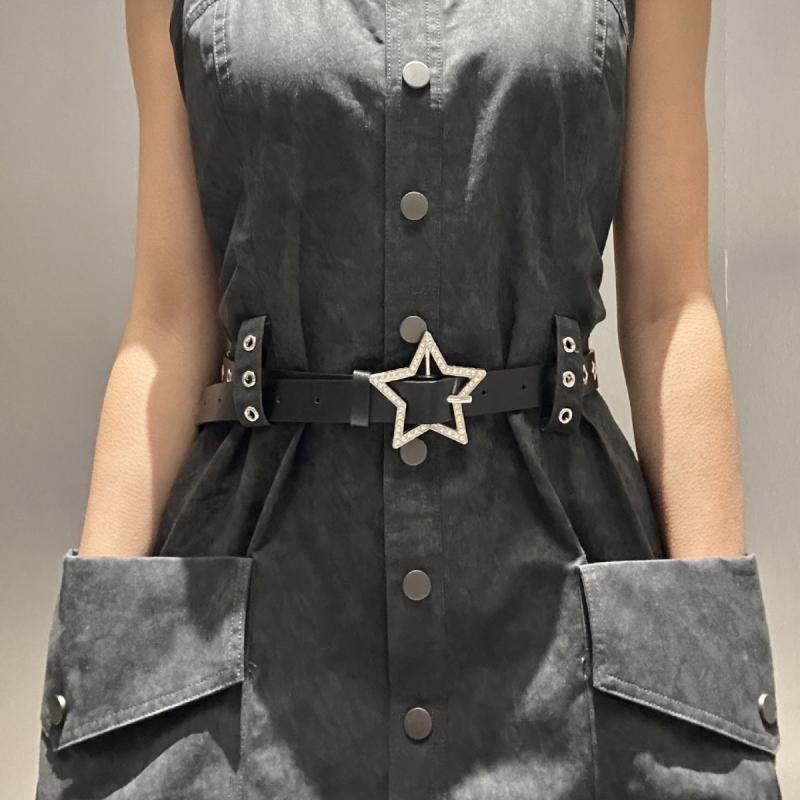 ベルト レディース 女性用 PUレザー 合金 星柄 ラインストーン 欧美風 ブラック ベージュ系 ヒョウ柄