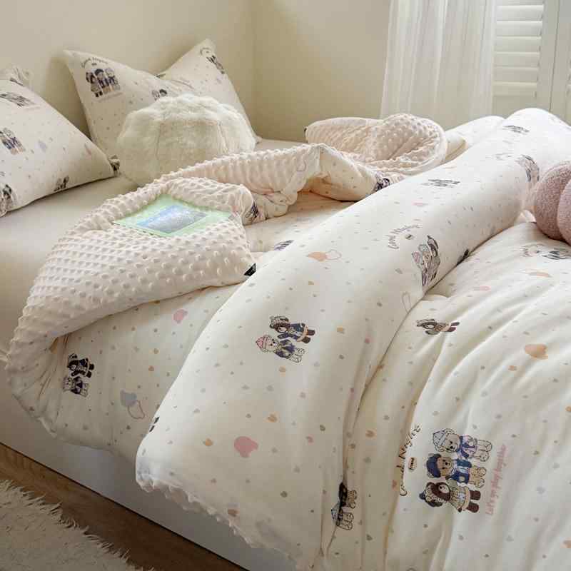 ベビーグッズ 豆柄 掛け布団 厚手 コットン 大豆繊維 春秋 冬 オールシーズン 子供用 かわいい あったか 寝具 保育園 お昼寝 北欧風 120x150cm 150x200cm