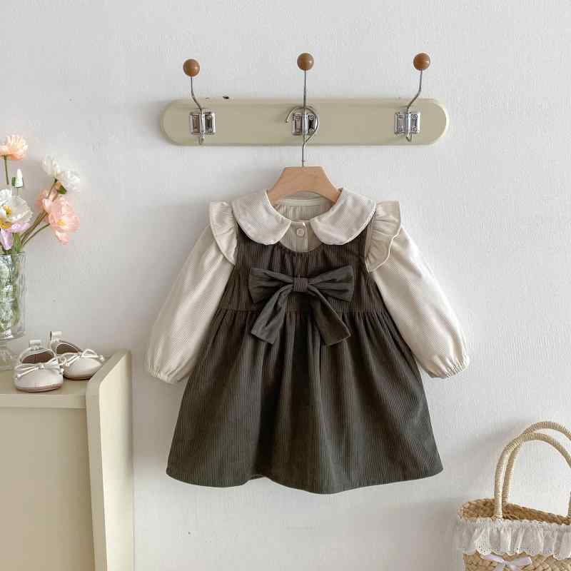 ワンピース キッズ 春秋 コーデュロイ セットアップ 女の子 子供服 長袖 トップス ...