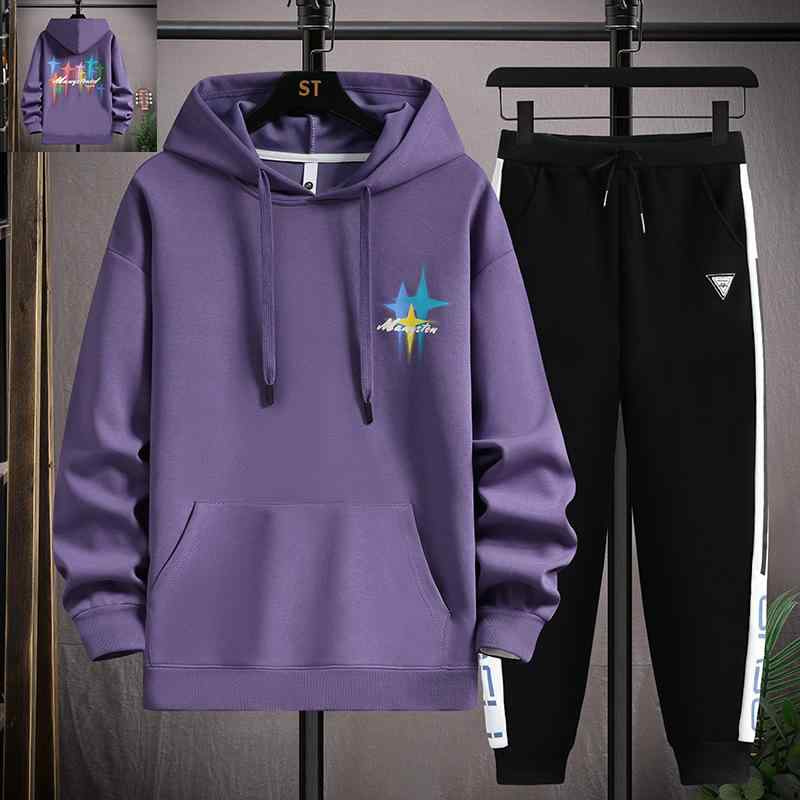 スウェット メンズ ティーン 上下セット 春秋 カジュアル 普段着 運動着 長袖 長ズボン 紫 黒 グレー 白