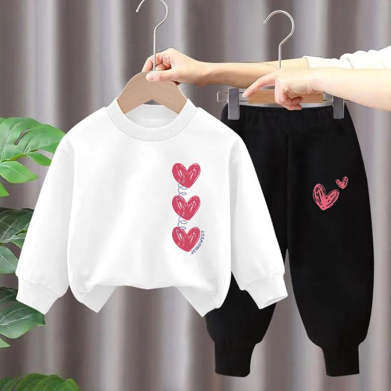 子供用セットアップ キッズ スウェット 上下セット 春秋 長袖 トップス パンツ 2点セット かわいい カートーン柄 普段着 部屋着 ブラック ピンク系 オレンジ系 ブル-系 グリーン系