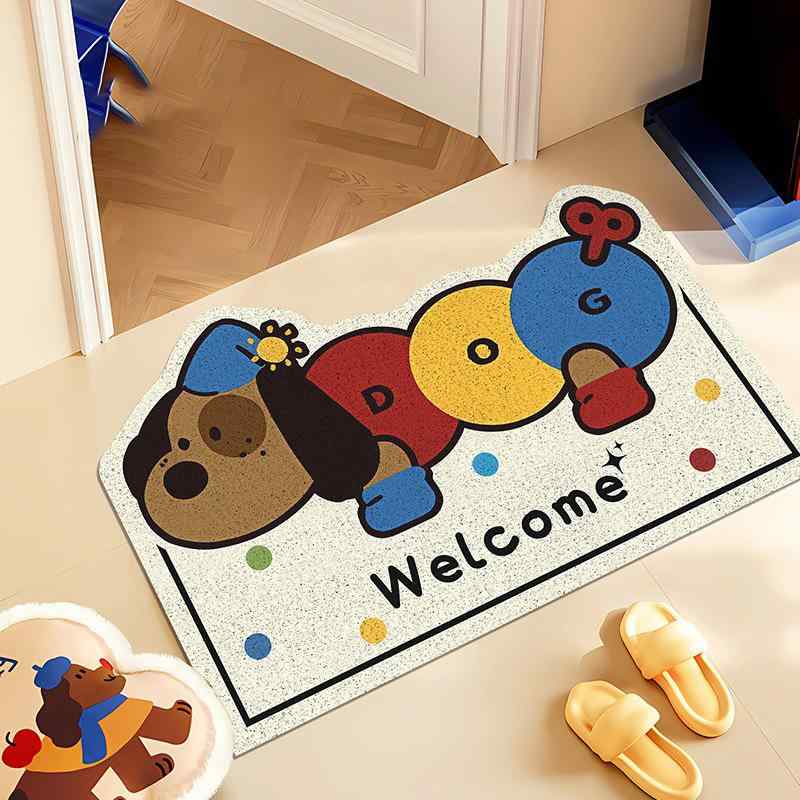 玄関マット 犬柄 PVC 泥落としマット カット可能 水洗い ドアマット 滑り止め付き 屋内 屋外 40*60cm 5..