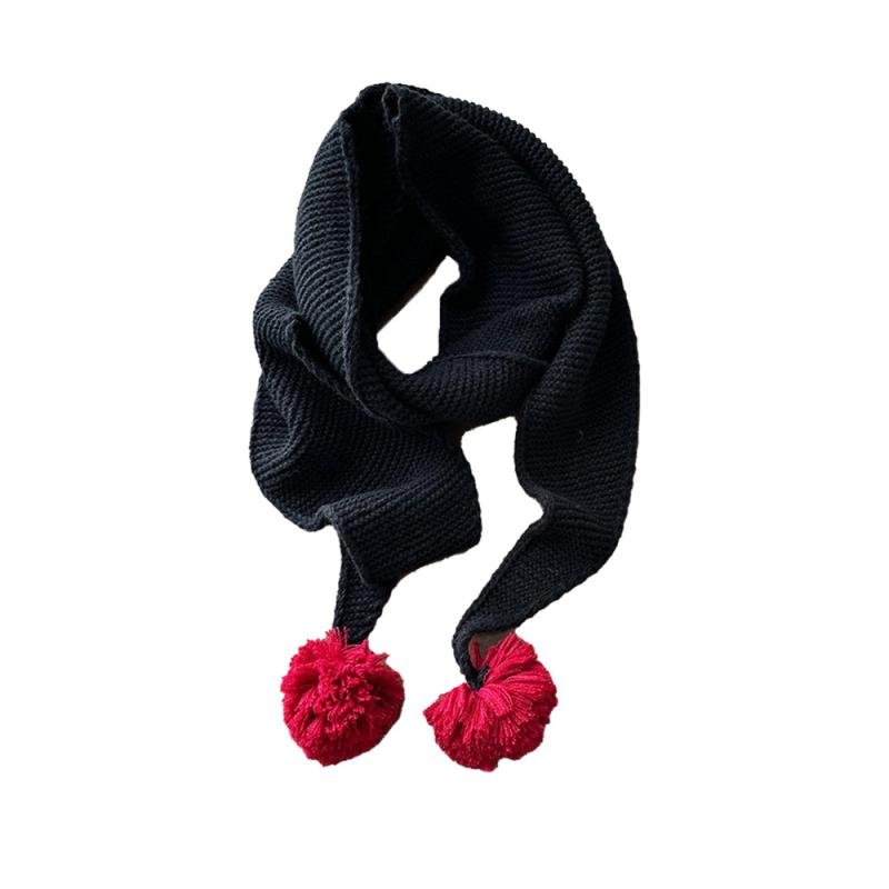 マフラー キッズ 子供用 黒 ニット 防寒 秋冬 暖かい かわいい 動物柄 アニマル 裏起毛 通園 通学 普段使い