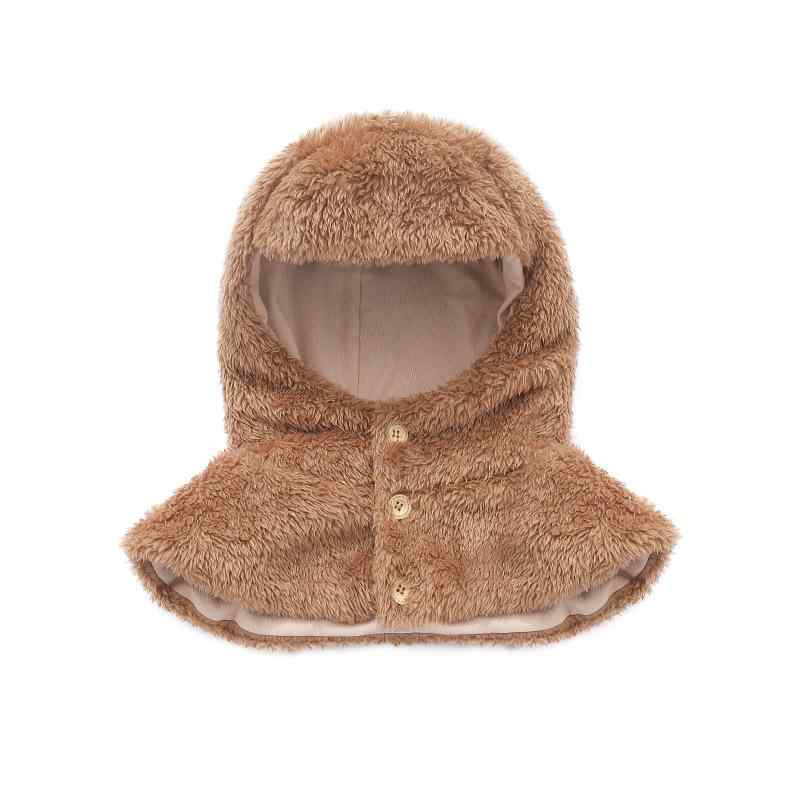 帽子 珊瑚フリース ネックウォーマー 一体型 高齢者 防寒 あったか 秋冬 ブラウン ブルー ピンク