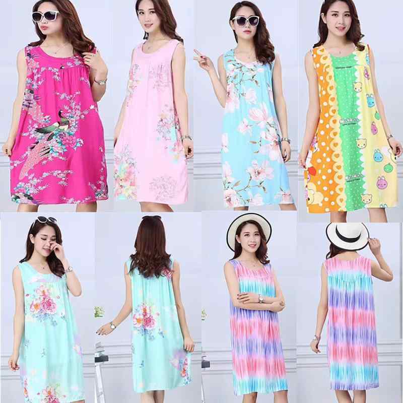 ワンピース レディース 高齢者向け チュニック丈 コットン 綿100% 夏 春秋 リラックス 普段使い 部屋着 ゆったり ラウンドネック ノースリーブ 大きいサイズ 通気性 涼しい 快適