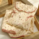 子供服 長袖パジャマ 長ズボン 2点セット 女の子 キッズ いちご柄 ストロベリー柄 ガーゼ 薄手 春