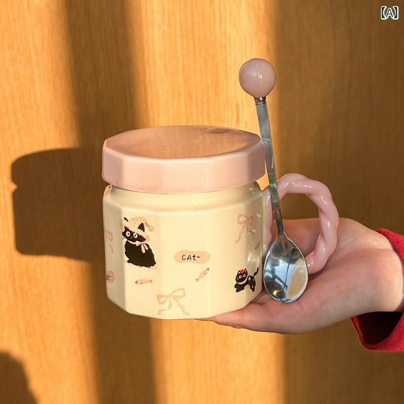 マグカップ かわいい猫咪 セラミックカップ 高見え オフィス コーヒーカップ ティーカップ 水筒 ギフト..