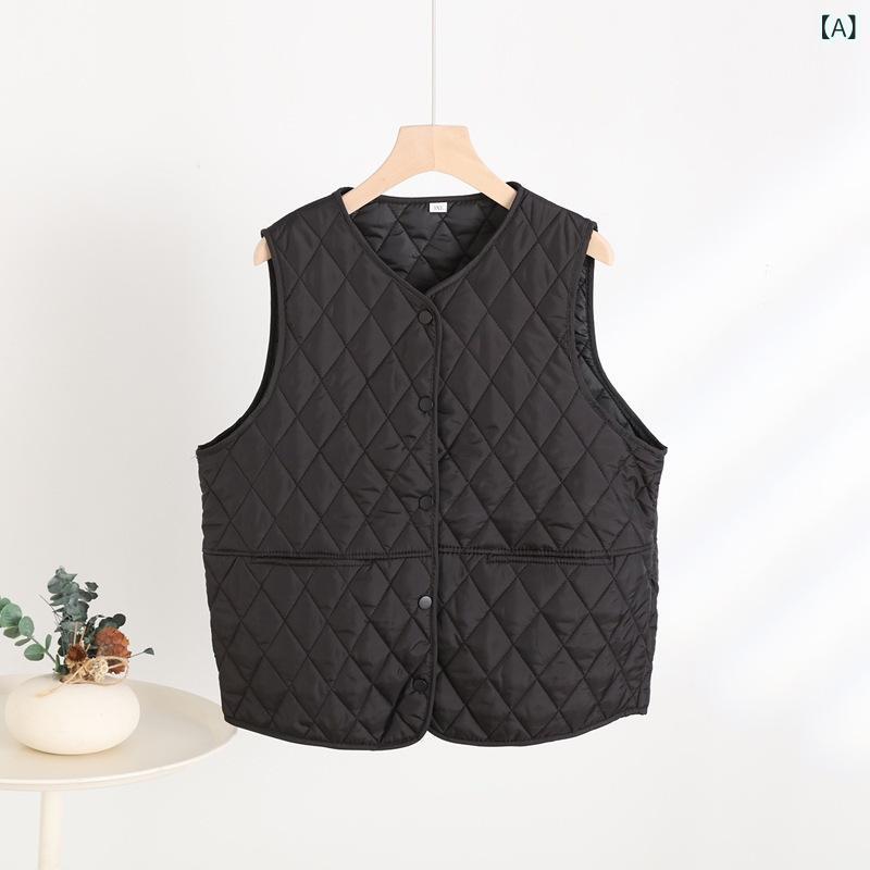 ダウンベスト レディース 軽量 Vネック 暖か インナーベスト アウター ベスト チョッキ 無地 ポリエステル ブラック カーキ ベージュ 大きいサイズ ゆったり 3XL 4XL 5XL