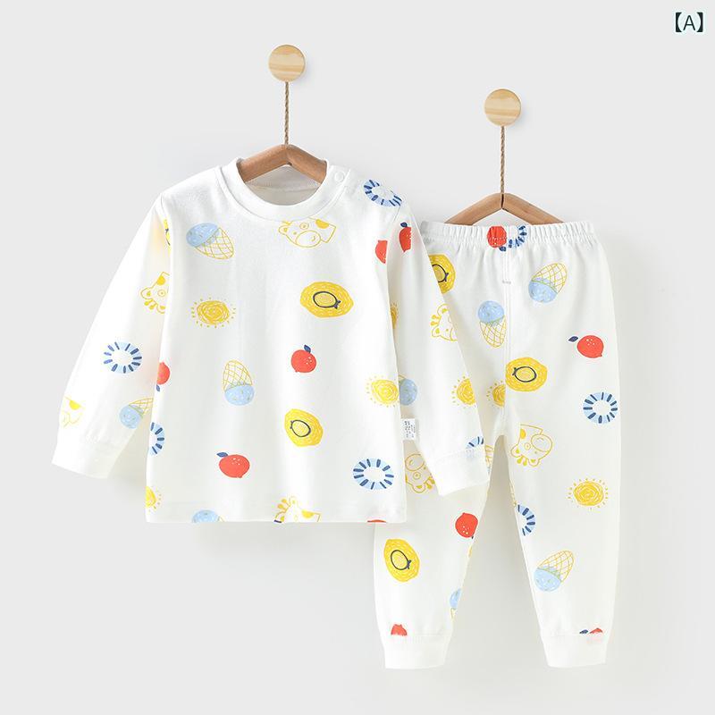 子供用インナー 上下セット ベビー 女児 男児 綿100％ パジャマ 春秋 冬 長袖 トップス ズボン 66cm 73cm 80cm 90cm 100cm 110cm かわいい ルームウェア 部屋着 2