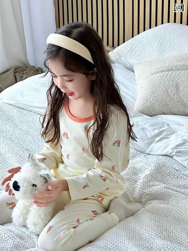 子供用パジャマ 子供用ルームウェア 子供用インナー 上下セット ライクラ綿100% かわいい柄 プリント コットン 秋冬 保温 伸縮性 通園 幼稚園 保育園 小学生 2