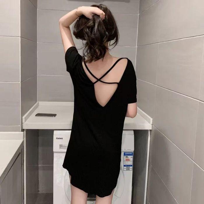 ・素材: モダール・スタイル: ワンピース・主な素材: レーヨン・生地の厚さ: 普通(約190g/平方メートル)・ネックライン: Uネック・袖丈: 五分袖・機能: リラックス, 睡眠, ホームウェア・対象: 若い女性・シーン: アウトドア,...