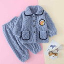 子供用パジャマ 1歳 2歳 3歳 フランネル 男の子 女の子 厚手 珊瑚フリース 部屋着 セットアップ 春秋 冬 幼児 ベビー かわいい 柔らかい 無地 水色 ...