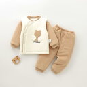 ベビー肌着 上下セット 秋冬用 厚手 保温 あったか コットン100% Vネック 長袖 パジャマ 寝巻き 66(3-6ヶ月) 73(6-9ヶ月) 80(9-12...