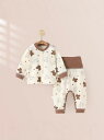 ベビー服 上下セット 春秋冬 コットン100% 赤ちゃん 高腰 腹巻付き スナップボタン 前開き パジャマ かわいい 保温 吸湿 通気 66cm 73cm 80...