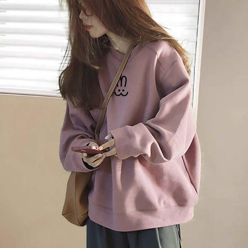 スウェット レディース ピンク系 トレーナー 秋冬 ゆったり ラウンドネック トップス プルオーバー かわいい プリント 薄手 裏起毛 S M L XL 2XL