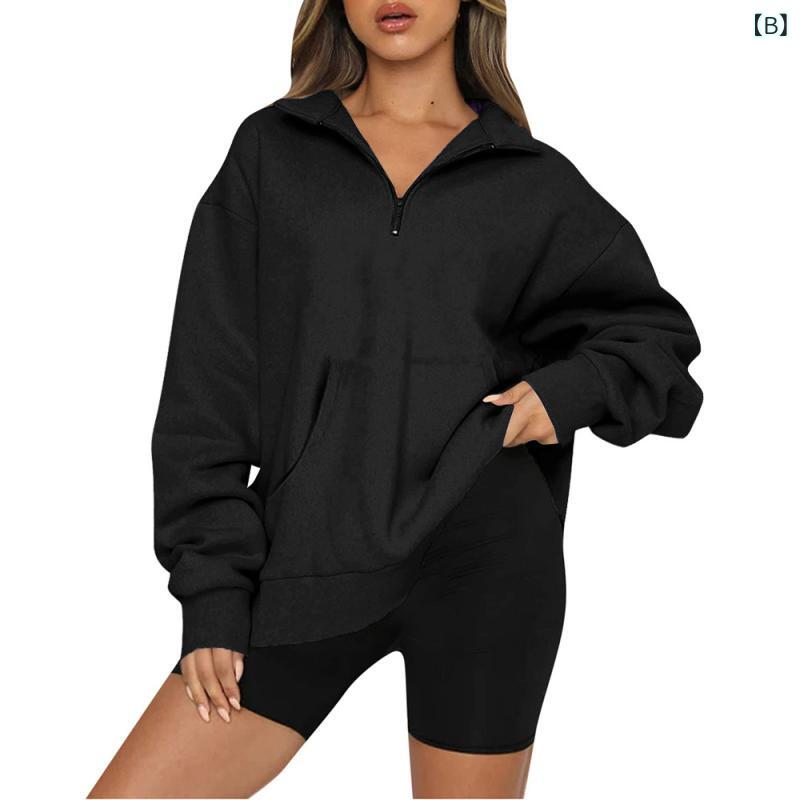 シャドーテールのパーカー レディース プルオーバー 長袖 翻襟 厚手 無地 ポケット付き ゆったり 普段使い 通勤 橙色 黒 黄色 カーキ色 ベージュ デニムブルー 水色 紫色 ポリエステル 秋冬｜アングル3