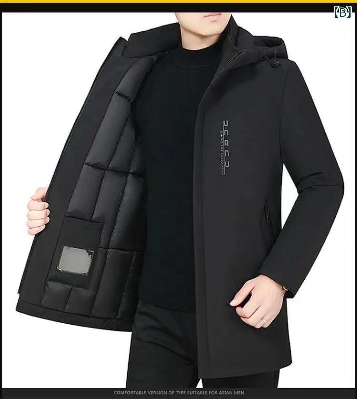 綿入りジャケット 男性用 中綿入り コート フード付き 冬物 シニア 紳士服 アウター ポリエステル 無地 グレー ブラック shadowtail-10402030 シャドーテール サンプル画像3