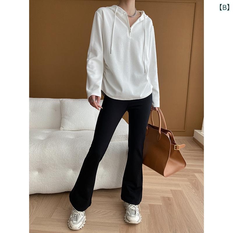 シャドーテールのパーカー レディース 褶皱 デザイン 長袖 プルオーバー フード付き スウェットシャツ 無地 ブラック ホワイト カーキ グレー 通勤 カジュアル｜アングル3