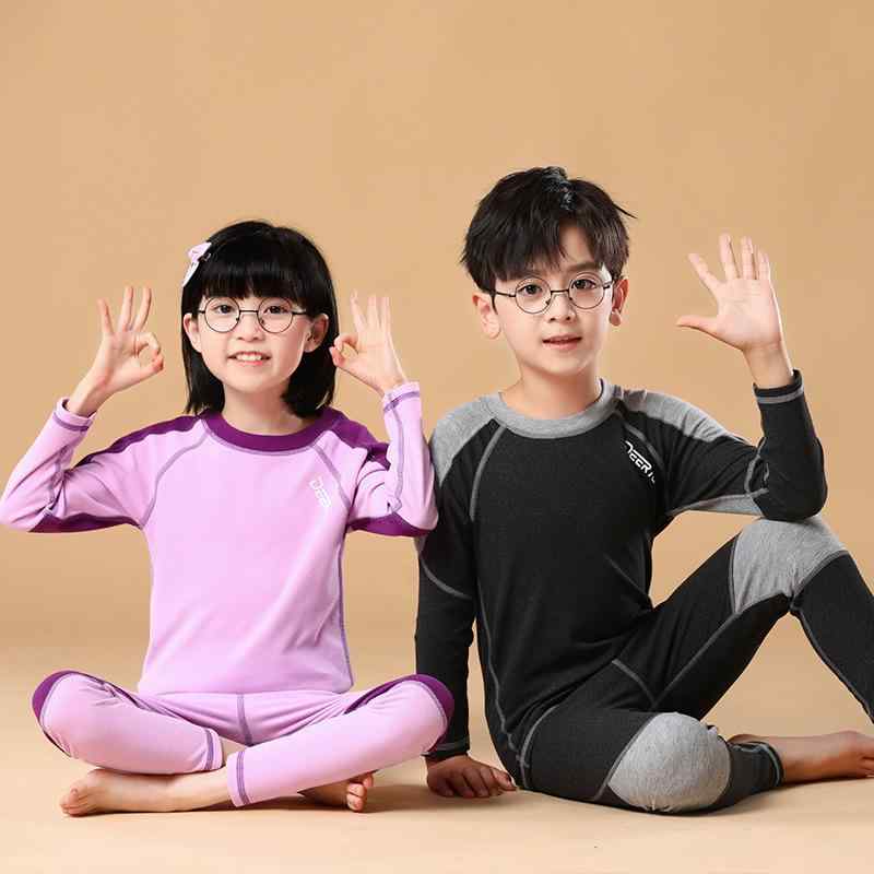 子供用インナー 上下セット 男女兼用 抗菌 磨毛 ホームウェア パジャマ 秋服 冬服 ストライプ ポリエステル ピンク系 ブルー系 グレー 100cm 110cm 120cm 130cm 140cm