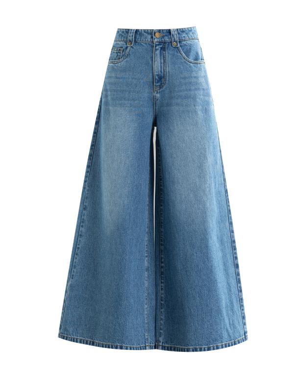 デニム レディース ジーンズ ジーパン 高見え 高身長 ワイド レッグ パンツ ズボン ボトムス ゆったり ルーズ ストレート かわいい おしゃれ カジュアル 韓国 ファッション 水洗い加工 ウォッシュ加工