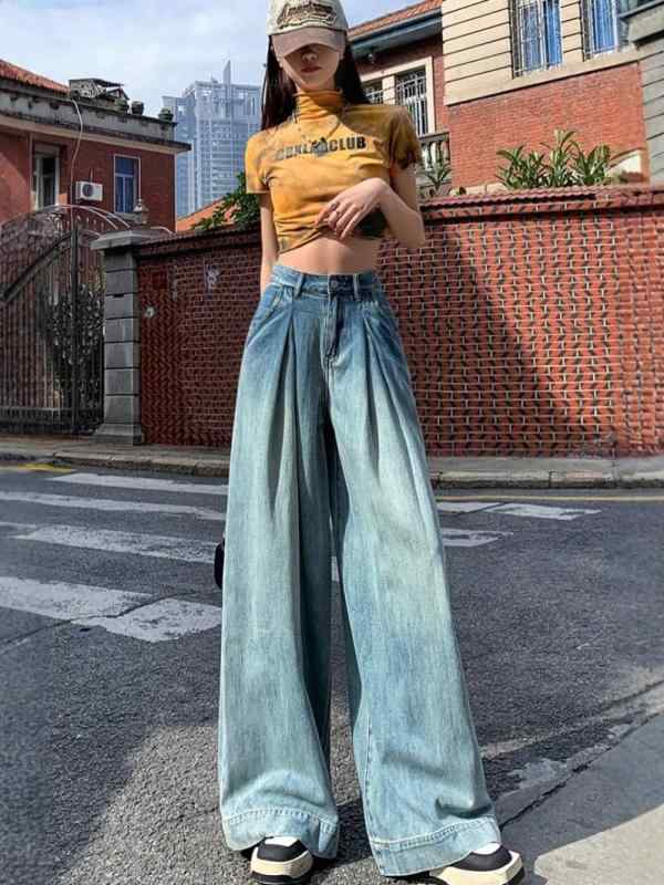 デニム レディース ワイド キュロット 春夏 ジーンズ パンツ ズボン カジュアル ゆったり かわいい 韓国風 中性風 ポケット 無地 S M L XL XXL