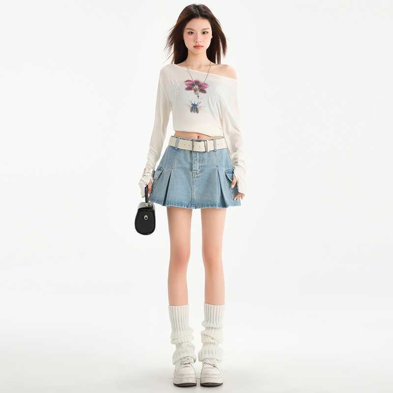 スカート レディース デニムスカート ミニスカート 春夏 ハイウエスト Aライン 着痩せ カジュアル 韓国ファッション 普段使い 70%コットン 30%ポリエステル