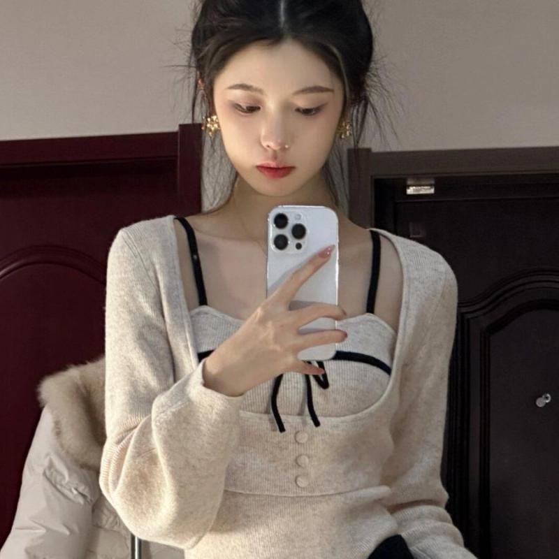 ニットアンサンブル レディース 春夏 ニットキャミソール カーディガン 接触冷感 紫外線対策 長袖 トッ..