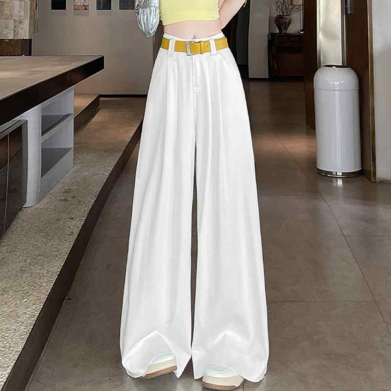 デニム レディース ワイドレッグパンツ 春夏 薄手 ハイウエスト ゆったり ストレート 接触冷感 美脚 ホワイト ブルー デニムパンツ