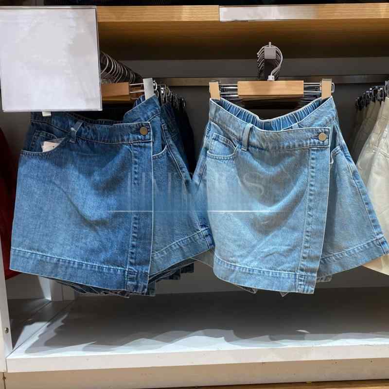 スカート レディース デニム風ショートパンツ 小柄 Aライン 春夏 キュロット 接触冷感 ショーパン 短パ..