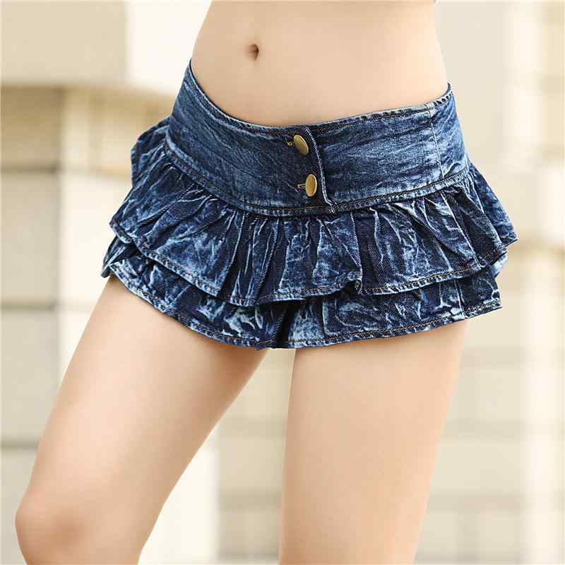 スカート レディース 超ミニスカート ケーキスカート デニムブルー ローライズ セクシー ストリート 接..