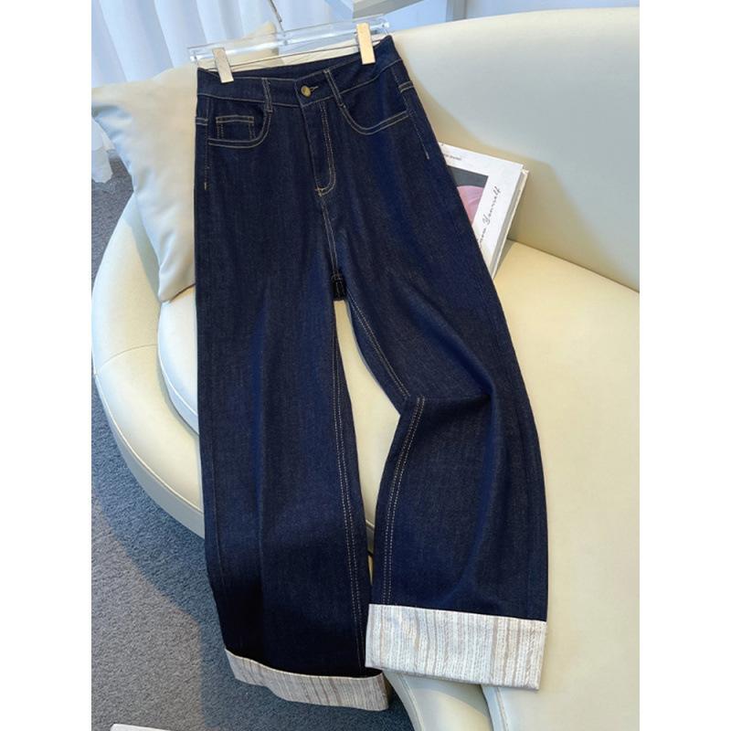 デニム レディース 大きいサイズ レトロ デザイン カットオフ クロップド丈 ハイウエスト ワイドレッグパンツ ジーパン デニムパンツ Gパン ジーンズ