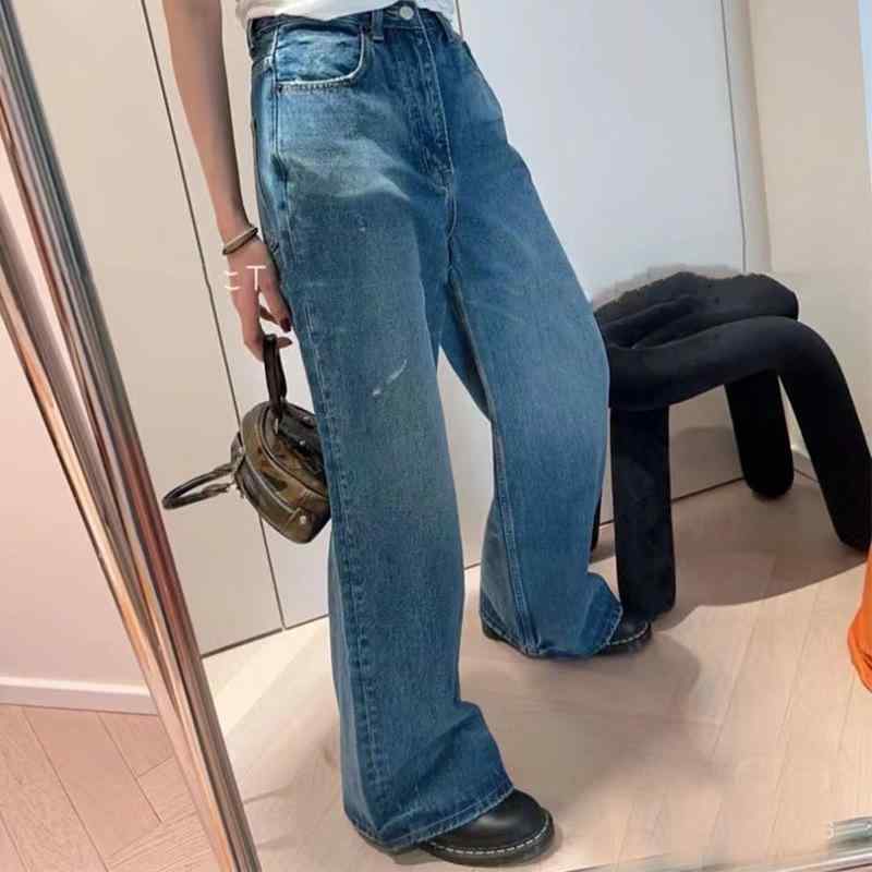 ・面料: 綿・スタイル: 微喇裤・パンツ丈: 長ズボン・ウエスト: ミドルウエスト・厚さ: 普通・流行要素: 無地・カラー: ブルー・サイズ: 24, 25, 26, 27, 28, 29, 30・スタイル: ストリート系・主な素材の含有量...