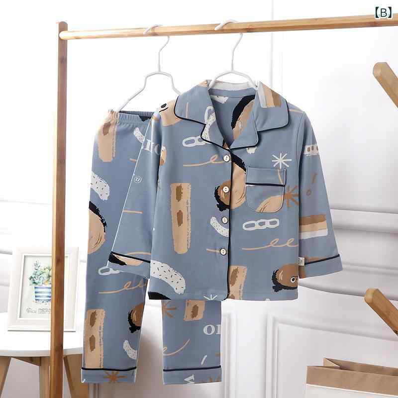 子供用パジャマ 春秋 中童 大童 綿 ニット 上下セット ルームウェア 長袖 寝巻き かわいい カジュアル 保温 カートゥーン柄 ピンク系 ブルー系 100cm 110cm 120cm 130cm 140cm 150cm 160cm - 3