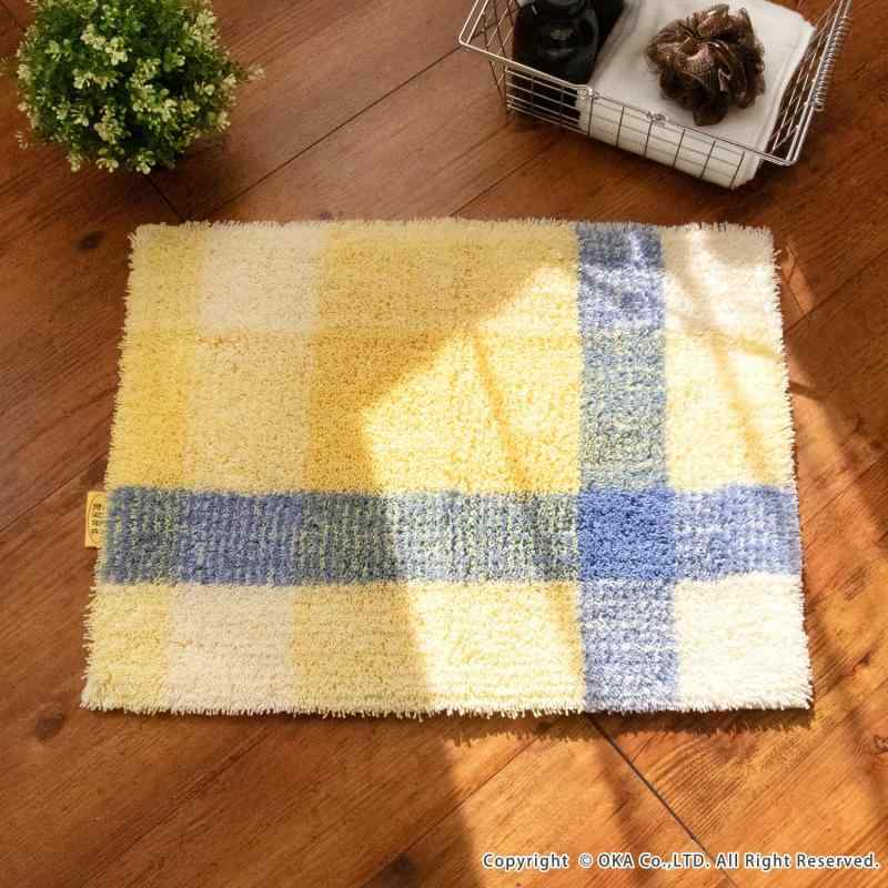 オカ(OKA) 乾度良好リアン バスマット 約45cm×60cm ブルー (吸水 速乾 足ふきマット 北欧 抗菌 防臭)