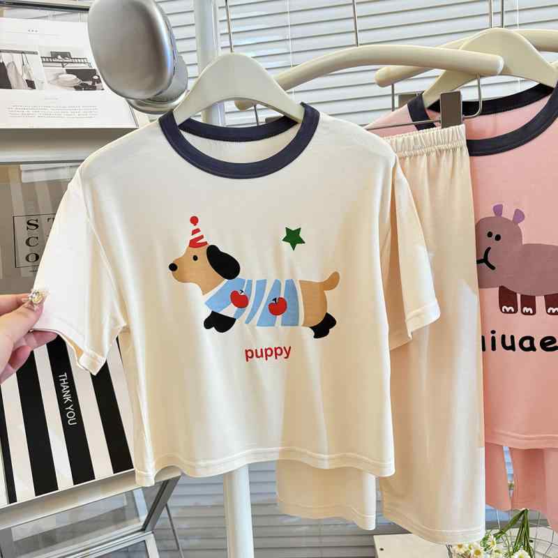子供服 キッズ 男女兼用 モダール パジャマ ルームウェア 上下セット 薄手 半袖 春夏 抗菌 接触冷感 吸湿速乾 80 90 100 110 120 130 140 150 160 かわいい 韓国風
