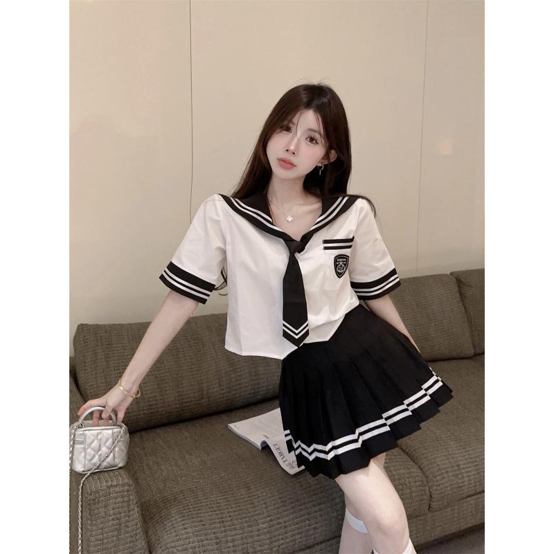 セットアップ レディース JK 制服 上下セット 半袖シャツ プリーツスカート ミニスカート スクールガール風 かわいい ガーリースタイル..