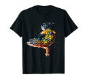 ヒョウモントカゲモドキ水彩爬虫類飼育係ヤモリファン Tシャツ(4)