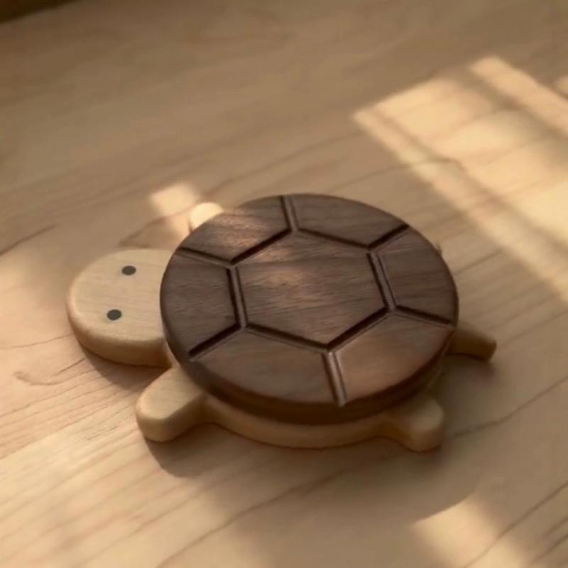 コースター 木製 おしゃれ かわいい カメ 亀 ブラックウォールナット 茶托 断熱 滑り止め キッチン雑貨 シンプル モダン