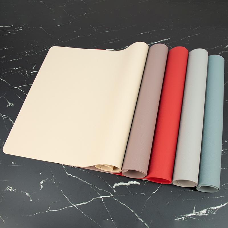 ランチョンマット シリコン 厚手 皮紋 無地 長方形 440mm×315mm プレースマット 断熱 滑り止め 防水 食卓 テーブルマット ブラック コーヒー グレー グリーン